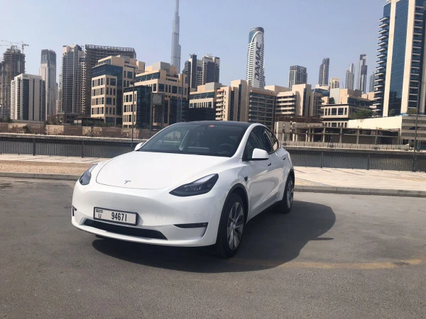 White Tesla Model Y Long Range, 2022 Photo 1