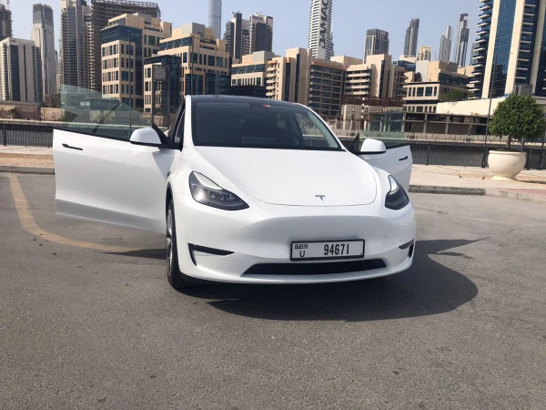 White Tesla Model Y Long Range, 2022 Photo 3