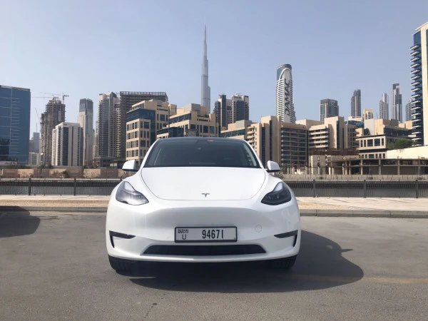 White Tesla Model Y Long Range, 2022 Photo 2