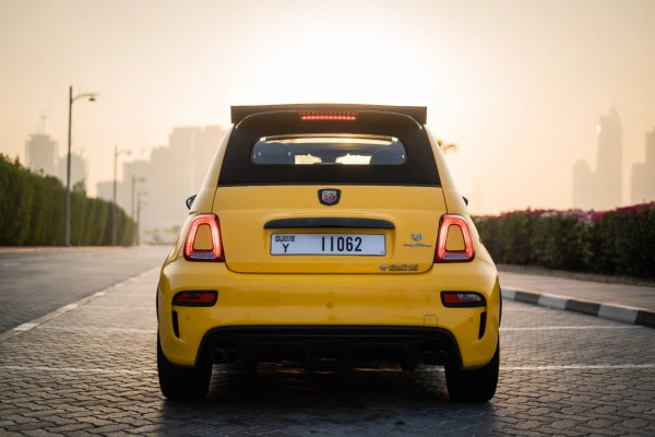 Yellow Fiat Abarth 595, 2021 Photo 2